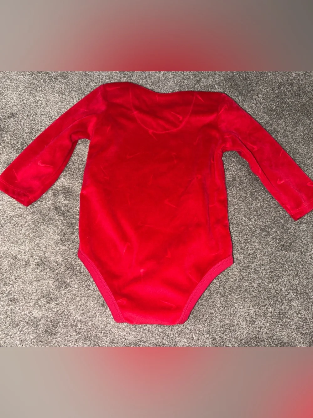 Nike Red Baby Velour Tracksuit with White Swoosh - Picture 3 of 6